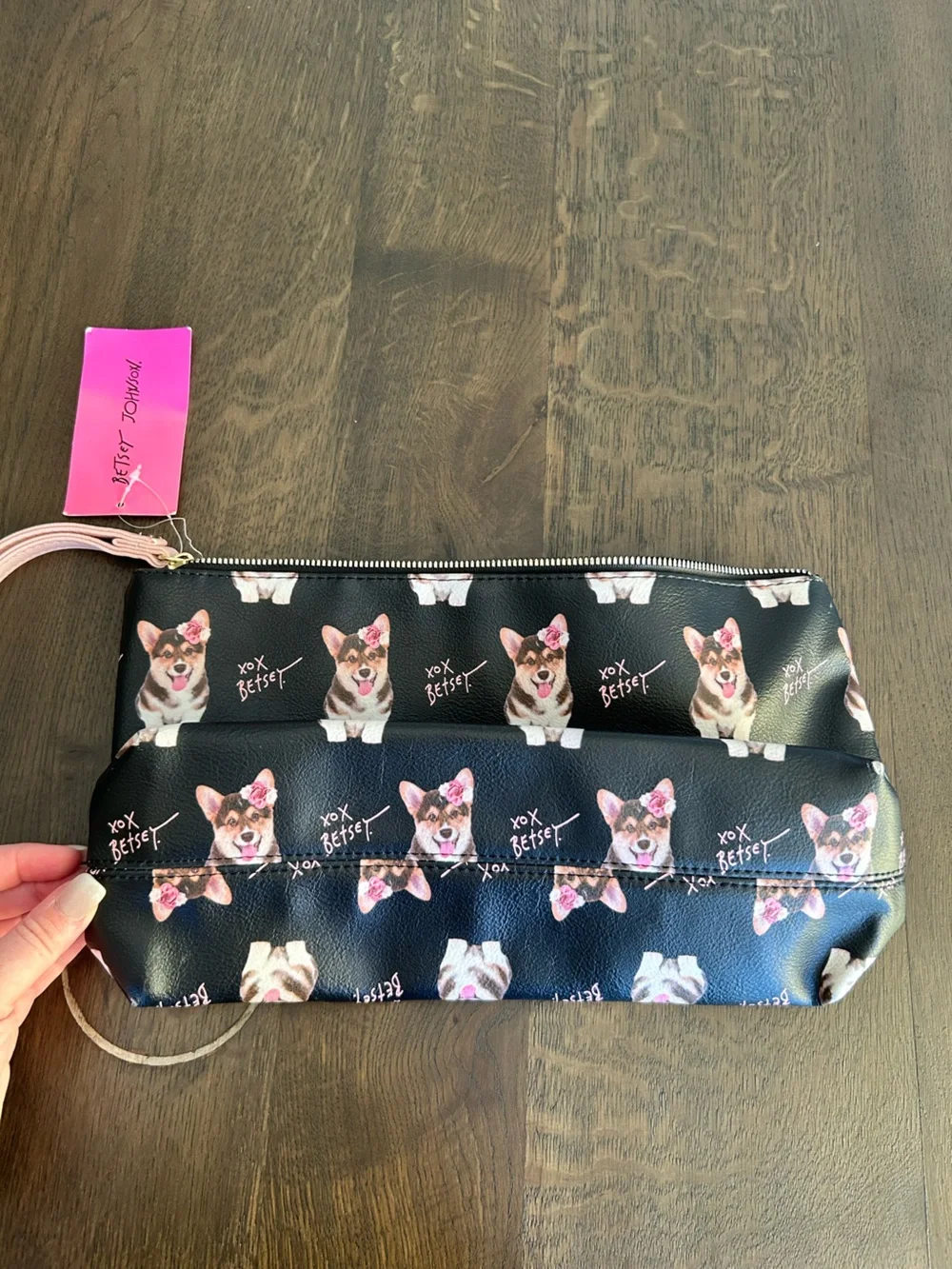 Betsey Johnson NWT corgi wristlet bag